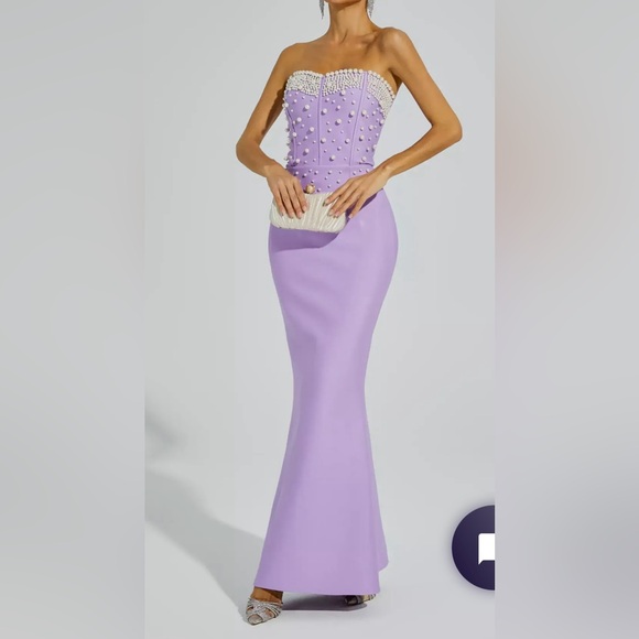 Purple Sequin Embellished Spaghetti Strap Gown - Picture 1 of 3